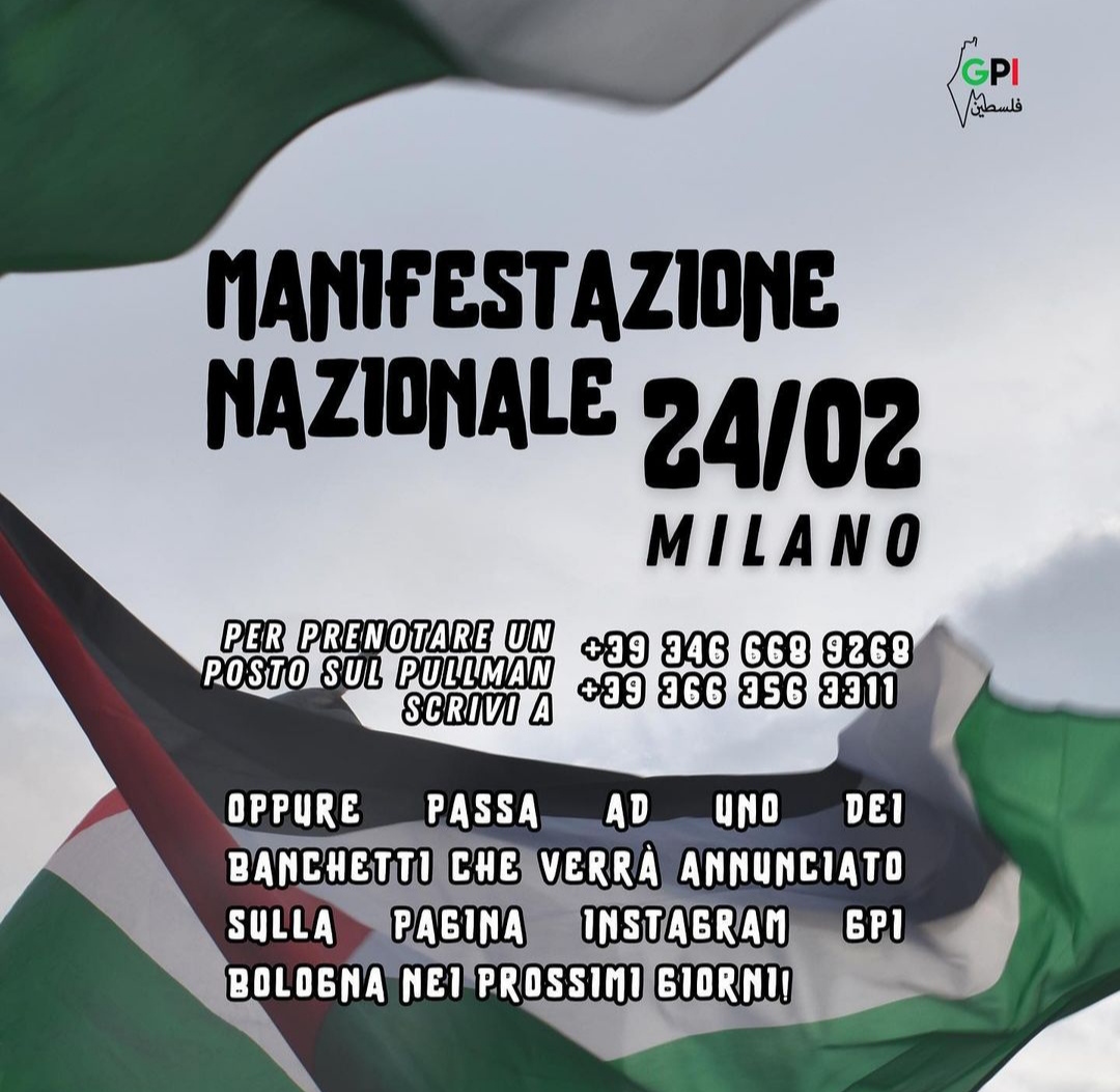 Manifestazione nazionale per la Palestina 24 febbraio Milano